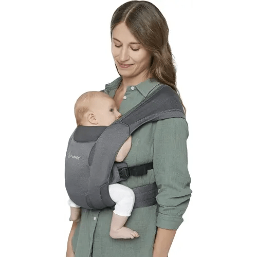 Ergobaby Embrace Cozy Newborn Essentials Baby Carrier Wrap (7-25 Pounds), Soft Air Mesh, Washed Black