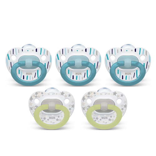 NUK Orthodontic Pacifier Value Pack, 0-6 Months, Animals, 5 Pack
