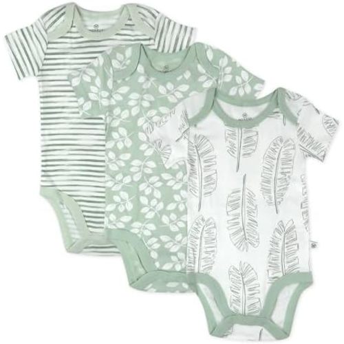 HonestBaby unisex-baby 3-pack Short Sleeve Bodysuits One-piece 100% Organic Cotton for Infant Baby Boys, Girls, Unisex