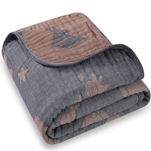 HardNok Ultra Soft Muslin Baby Blanket, Made of Viscose from Bamboo and Muslin from Cotton, A Versatile Swaddle and Bed Blanket for Babies, Toddlers, Boys, and Girls (1 Pack).