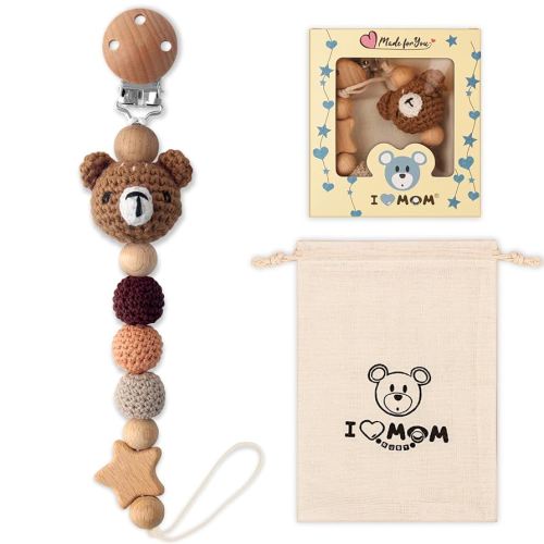 Pacifier Clip, Cute Animal Pacifier Holder Clip for Boys and Girls, Most Pacifiers, Baby Teethers, Baby Shower and Baby Essentials(Bear)