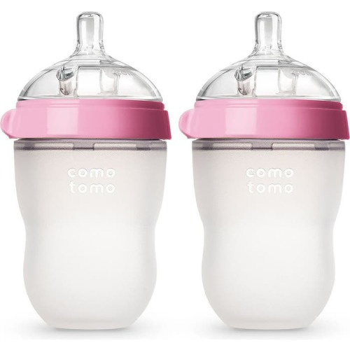 Comotomo Set of 2 Baby Bottles, Pink
