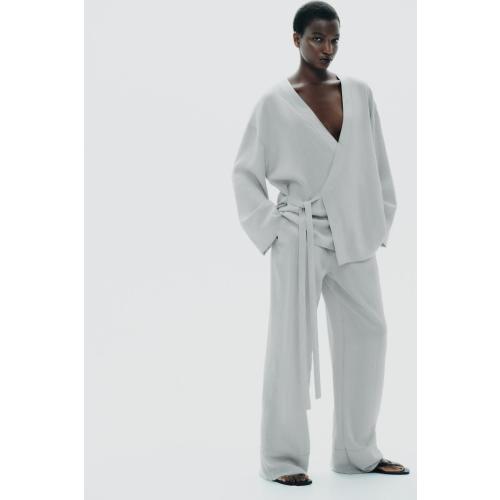 SIDE TIE KIMONO - Pearl marl