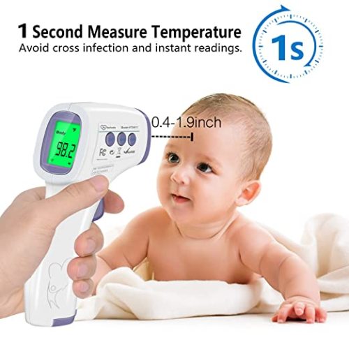 Digital Thermometer for Adults and Kids, No Touch Forehead Thermometer for Baby, 2 in 1 Body Surface Mode Infrared Thermometer with Fever Alarm and Instant Accuracy Readings - Purple