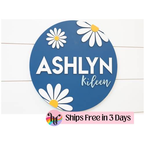 Custom daisy wood sign, 24 inches
