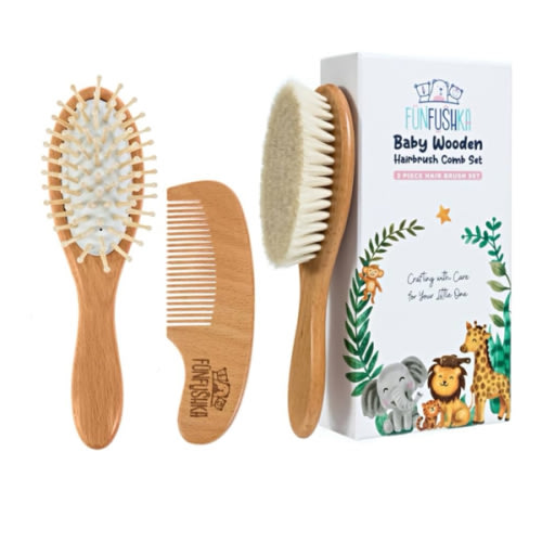 Baby Hair Brush Set for Newborns & Toddlers - Baby Brush and Comb Set with Soft Bristle Hair Brush Perfect for Cradle Cap, Newborn Showers & Registries Gift, Comb Brush for Girls & Boys