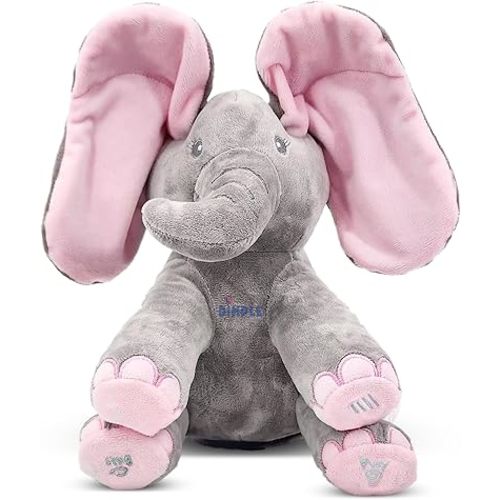 Dimple Peek A Boo Elephant Toy, Interactive Singing Stuffed Elephant Plush with Moving Ears, Musical Stuffed Animal for Babies and Toddlers, Adorable Elephant Baby Toy