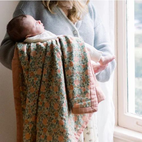 Lucie Floral Cotton Muslin Blanket – Helmsie