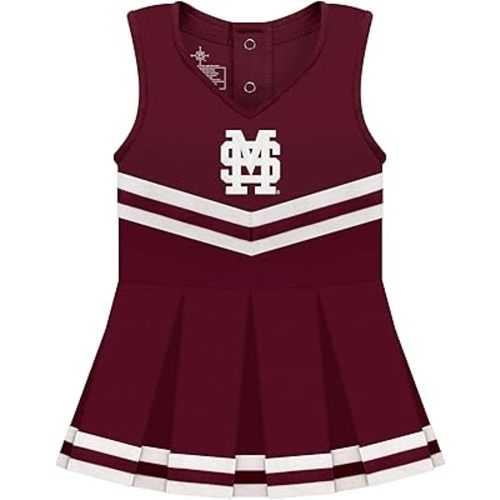College Baby NCAA Officially Licensed Cheerleader Bodysuit Dress - Team Logo, Multiple Colors, for Baby Girls - (0-24 Months)