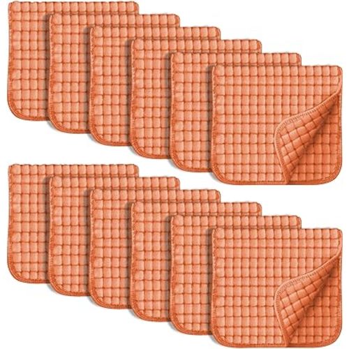 SWEET DOLPHIN 12 Pack Muslin Burp Cloths Large 100% Cotton Hand Washcloths for Baby - Baby Essentials Extra Absorbent and Soft Boys & Girls Milk Spit Up Rags for Newborn Registry - Vermilion, 20" X10"