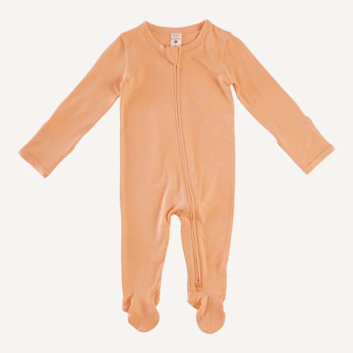 long sleeve zipper footie | soft apricot | bamboo