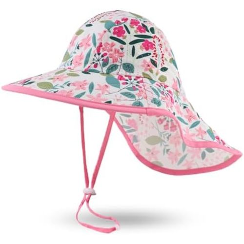JANGANNSA Baby Sun Hat Boys Girls Infant Toddler Bucket Hat Kids Neck Flap Sun Protect Cap Beach