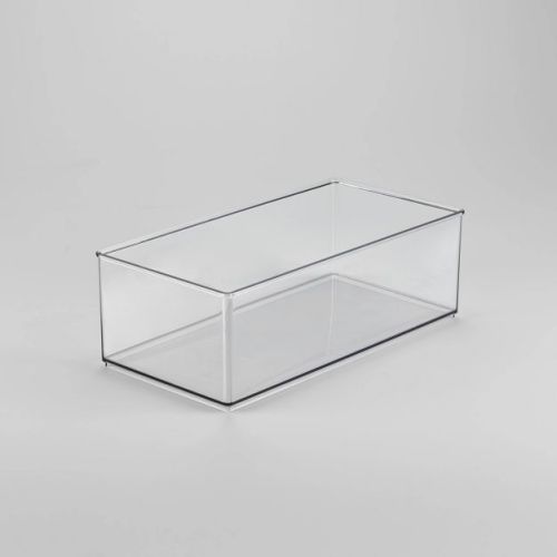 12" x 6" x 4" All Purpose Storage 1/2 Storage Bin - Brightroom™: Clear Plastic Decorative Container, No Assembly Required