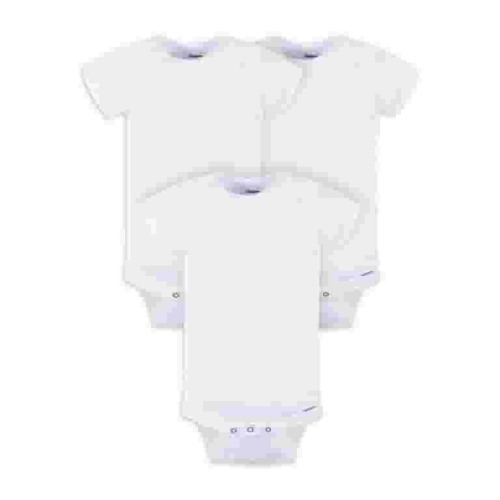 Gerber Baby Boy or Girl Unisex White Short Sleeve Cotton Bodysuit, 3-Pack, Sizes Preemie - 24 Months