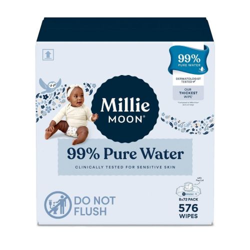 Millie Moon 99% Pure Water Baby Wipes - 576ct: Whole Body, Diaper Area, Unscented