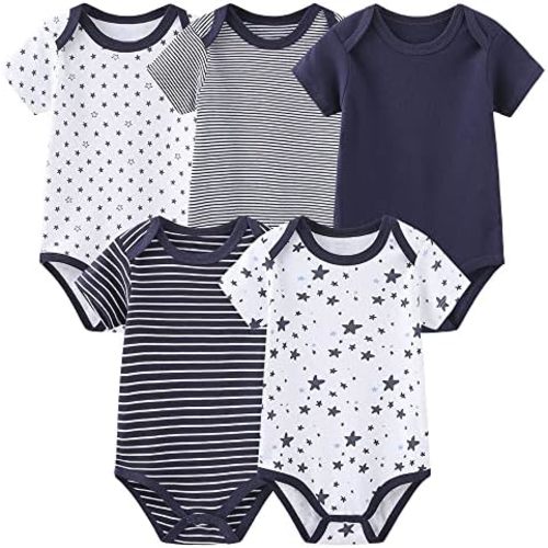 Chamie Newborn Baby Bodysuit 5-Pack Short Sleeve Baby Clothes for Boys and Girls