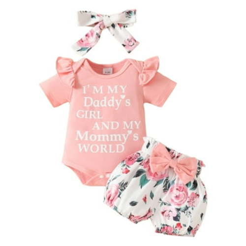 Durtebeua Girl Outfits 2Pcs Baby Girls Kids Cute T-Shirt Tops+Shorts Pants Outfits Summer Clothes,3-6 Months