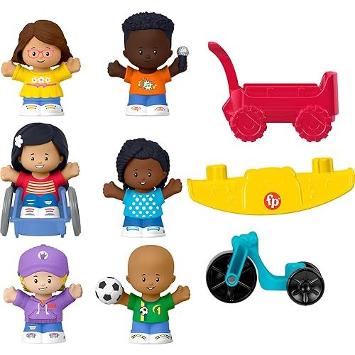 Fisher-Price Little People Toddler Toys Play for All Figure and Accessory Pack 9-Piece Set for Pretend Play Ages 1+ Years