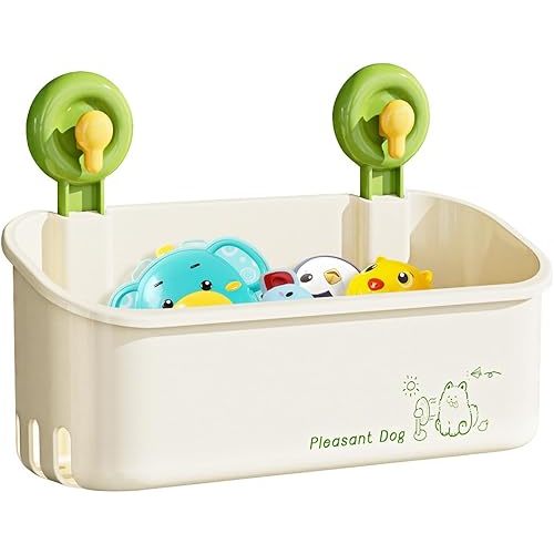 Bath Toy Storage - Wall Mounted Bath Toy Holder with Suction Cup, Quick Drain Large Capacity Bathtub Toy Storage for Bathroom (Grren)