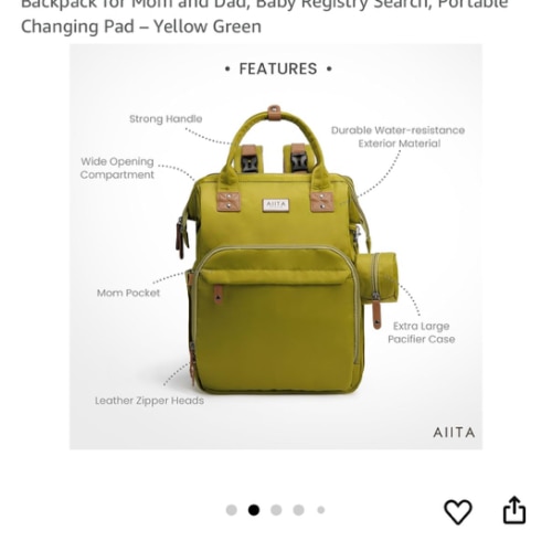 Diaper Bag Backpack, Multifunction Diaper Bag with Changing Station, Stylish Baby Bags, Large Unisex Diaper Backpack for Mom and Dad, Baby Registry Search, Portable Changing Pad – Yellow Green