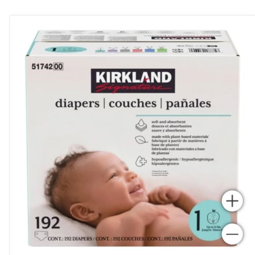 Kirkland Signature Diapers, Sizes 1 - 2