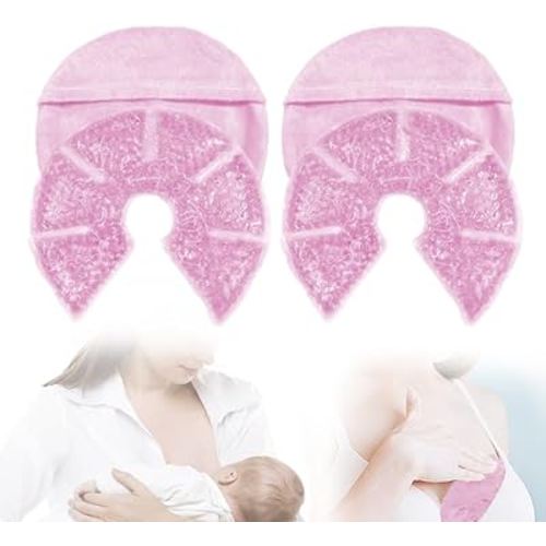 Hot Cold Gel Bead Breast Therapy Pack,Breast Ice Packs for Breastfeeding,Relief for Breastfeeding,Nursing Pain, Mastitis,Engorgement,Plugged Ducts, Boost Milk Let-Down & Production(#19 pink)