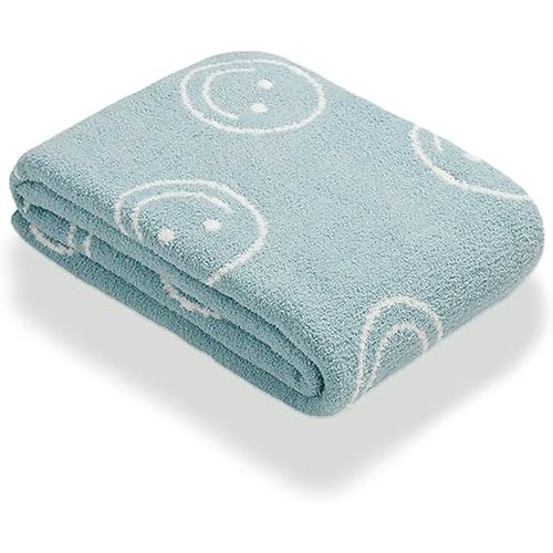 Baby Throw Blankets with Smiley Faces Soft Cozy WarmBlanket for Bed Sofa Travel (Smile,Lake Blue,28"x40")
