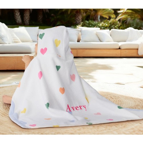 Mini Hearts Baby Beach Hooded Towel UPF 50+
