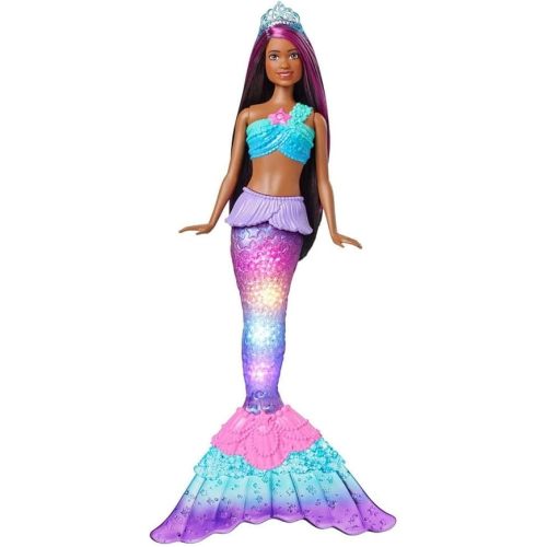Barbie Dreamtopia Doll, Mermaid Toy with Water-Activated Light-Up Tail, Purple-Streaked Hair & 4 Colorful Light Shows
