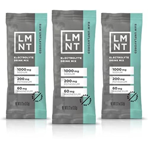 LMNT Zero-Sugar Electrolytes - Raw Unflavored Salt - Hydration Powder Packets | No Artificial Ingredients | Keto & Paleo Friendly | 30 Sticks