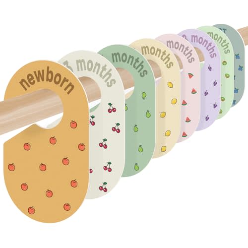 Baby Wardrobe Dividers, 1 Set of 8 Baby Organizer Toddler Hangers, Double-Sided Simple Cute Design, Suitable for Infants to 2T Boys and Girls