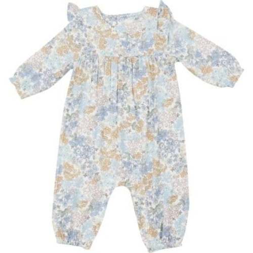 Edith'S Floral Ruffle Sleeve Romper, Blue - Angel Dear Rompers | Maisonette