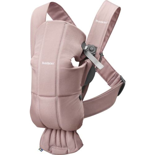BabyBjörn Baby Carrier Mini, Cotton, Dusty Pink Newborn Carrier (7-25 lbs), Ergonomic, Easy-to-Use
