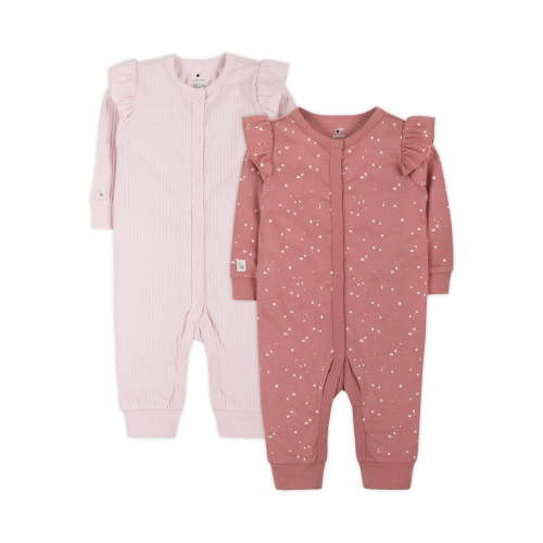 Little Star Organic Baby Girls 2Pk Coveralls, Size Newborn-12M
