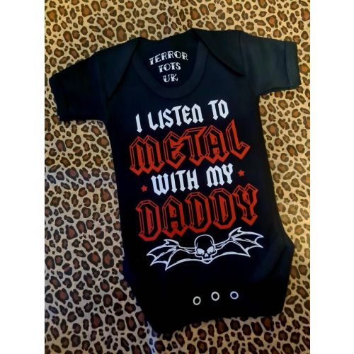 I Listen to METAL with my DADDY Black/White Body Suit/Vest - Baby & Toddler 100% Cotton Baby Outfit Newborn Baby Onesie Shower Gift
