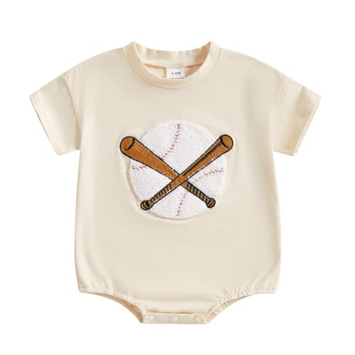 Baby Boy Girl Baseball Romper Newborn Bow Basketball Rompers Summer Casual Short Sleeve Embroidery Golf Bodysuits
