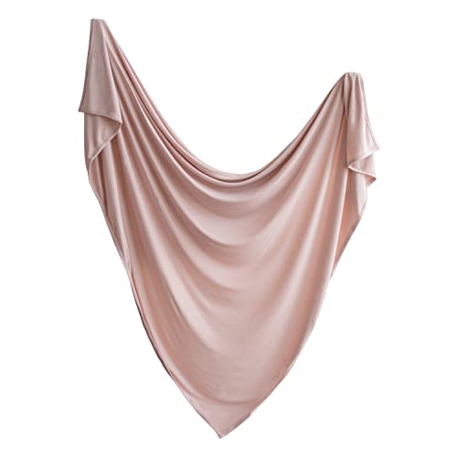 mushie Stretchy Baby Swaddle Blanket | Extra Soft & Snug Fit | 47"x47" (Blush)