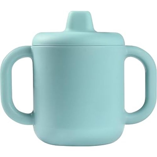 Beaba Silicone Training Cup, Baby Sippy Cup, Silicone Sippy Cup for Baby, Silicone Toddler Sippy Cup, Silicone Baby Cup Toddler Cups with Leakproof Lid, 5.5 oz (Rain)