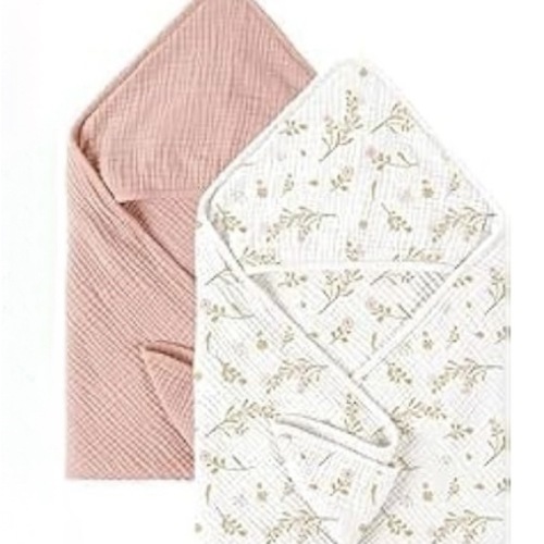 2 Pack Muslin Hooded Baby Towels for Newborn