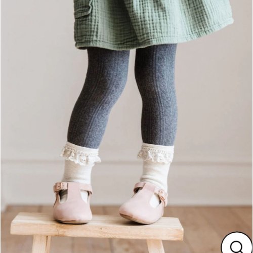 Charcoal Gray Cable Knit Tights