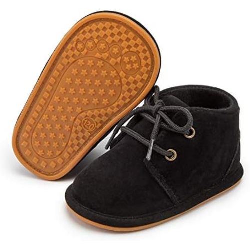 Baby Unisex Warm Snow Boots Newborn Leather Fur Lace Up Ankle Anti-Slip Rubber Texture Sole Toddler Prewalker Winter Crib Shoes