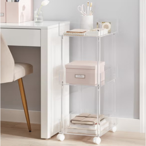 Luxe Acrylic 3-Tier Rolling Cart | The Container Store