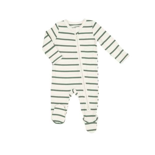 2 Way Zipper Footie - Rib Oil Green & Sugar Swizzle 6-9 month