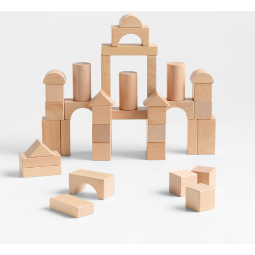 100-Piece Natural Wooden Kids Building Block Set