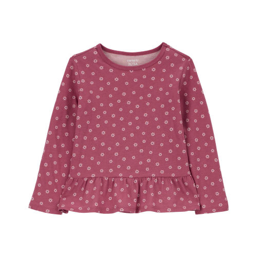 Beige/Black Toddler Heart Print Peplum Top | carters.com