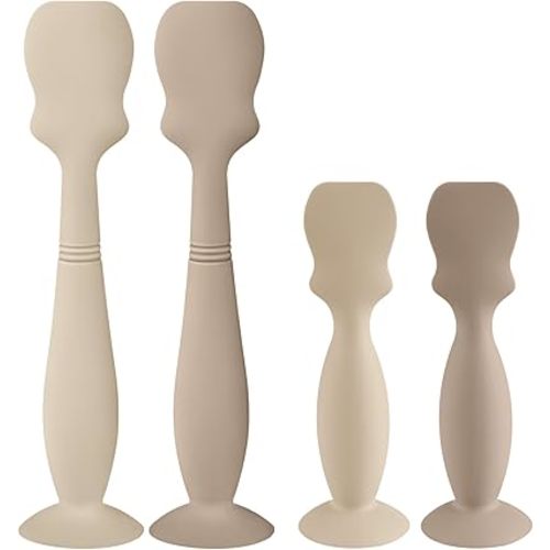 4 Pack Baby Diaper Cream Brush, Diaper Cream Spatula Applicator Silicone Baby Butt Paste Spatula for Babies, Newborn, 2 x Large Size, 2 x Small Size (2 x Natural, 2 x Sand)