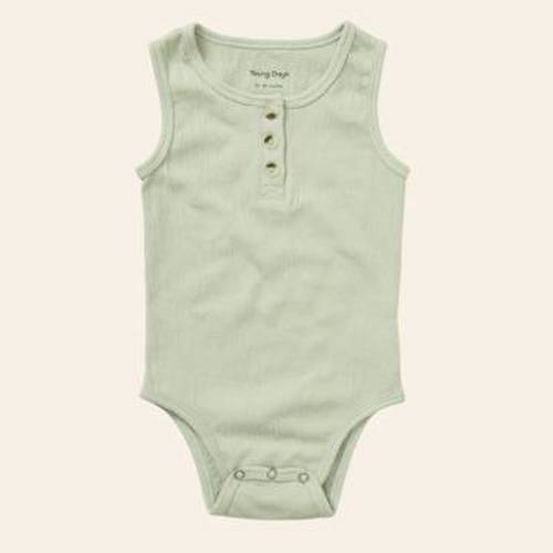 Young Days Henley Tank Onesie - Sea Foam Color Size 3-6 Months