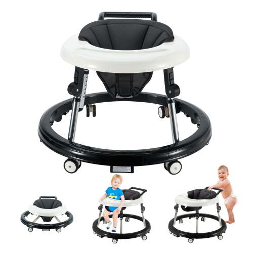 Foldable Baby Walker, 5-Gear Adjustable, Anti-Fall, Activity Center Bouncer for 6-28 Months