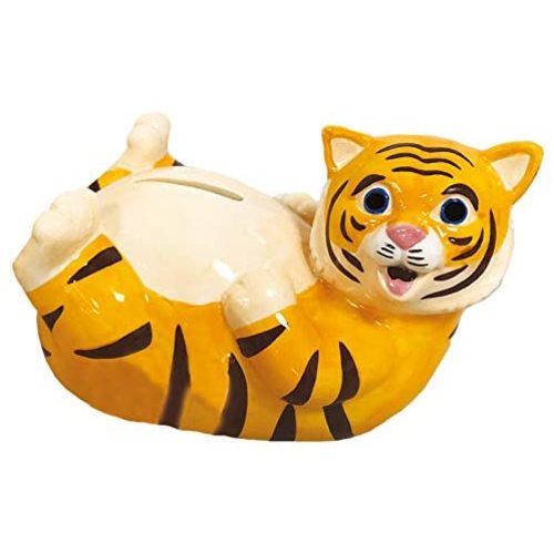 Crockery Critters Money Box - Tiger from Deluxebase. Cute Animal Shaped Novelty Savings Bank for Kids and Adults