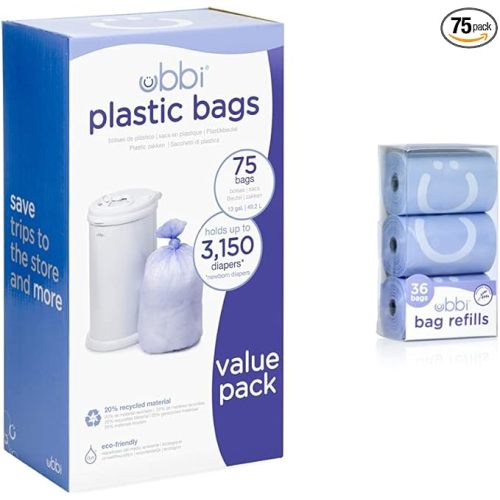 Ubbi Diaper Pail Bags and Refills Value Pack